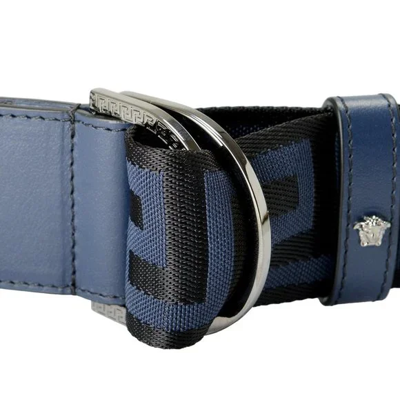 Versace Leather Trimmed Greeca Print Belt - Picture 2 of 5